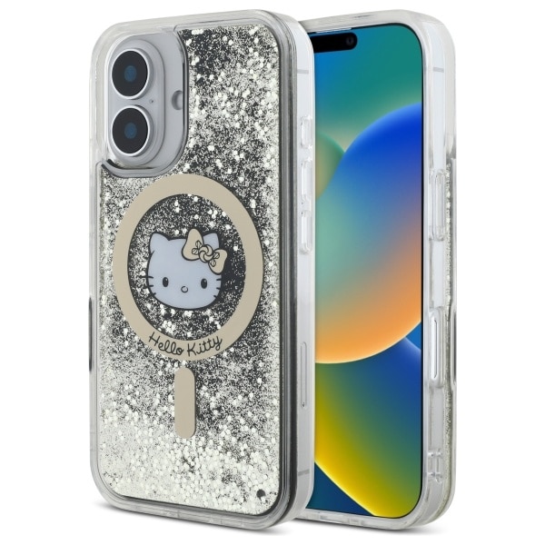 Hello Kitty - Hardcase Liquid Glitter Fever MagSafe (HKHMP16SLGDIK) - iPhone 16 - Μαύρο/Χρυσό