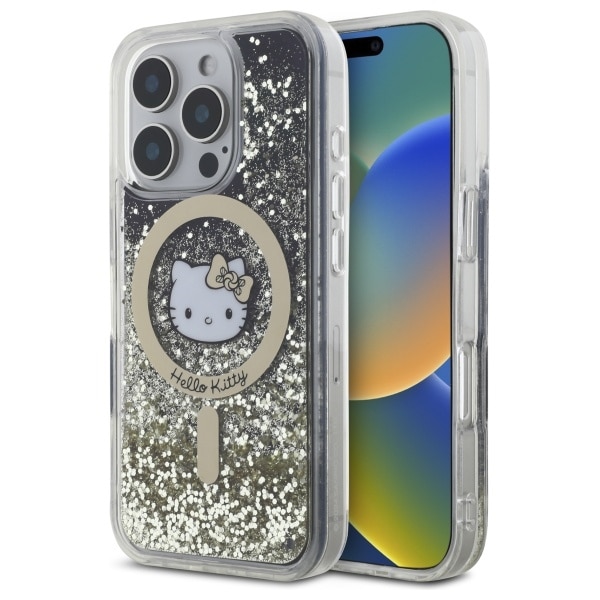 Hello Kitty - Hardcase Liquid Glitter Fever MagSafe (HKHMP16XLGDIK) - iPhone 16 Pro Max - Μαύρο/Χρυσό