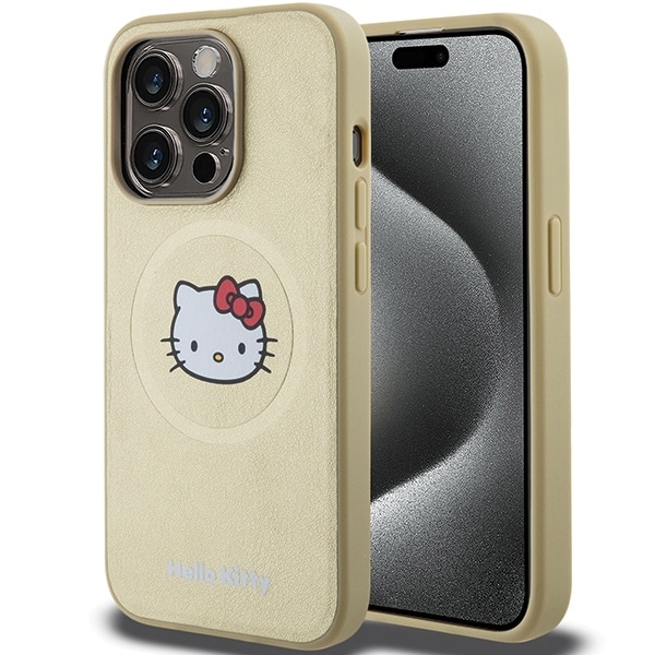 Hello Kitty - Hardcase Leather Kitty Head MagSafe (HKHMP14XPGHCKD) - iPhone 14 Pro Max - Χρυσό