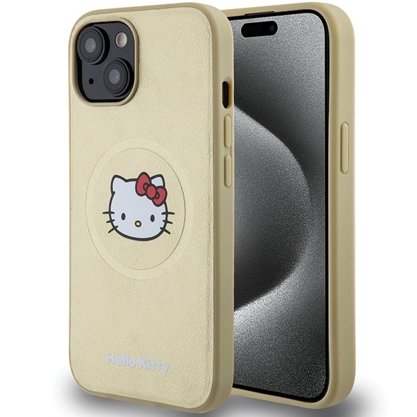 Hello Kitty - Hardcase Leather Kitty Head MagSafe (HKHMP15SPGHCKD) - iPhone 15 - Χρυσό