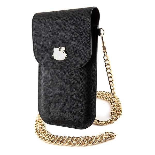 Hello Kitty - Leather Metal Logo Chain (HKOWBPGHDLMK) - Phone Pouch, Crossbody - Μαύρο