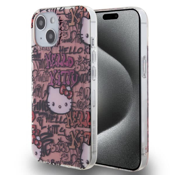 Hello Kitty - Hardcase IML Tags Graffiti (HKHCP15SHDGPTP) - iPhone 15 - Ροζ