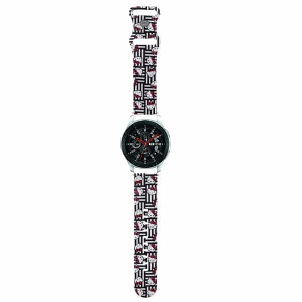 Hello Kitty - Λουράκι Σιλικόνης Heads & Stripes (HKUWLSDIESK)-Samsung Watch (46mm)/Watch 3, Huawei Watch GT 2/GT 3 (46mm)- Μαύρο