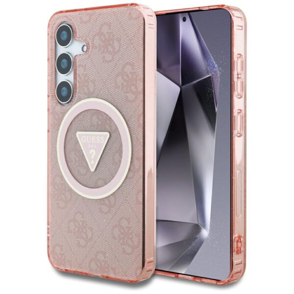 Guess - IML Metal Glitter 4G Circle Triangle MagSafe (GUHMS25SHG4PRTGP) - Samsung Galaxy S25 - Ροζ