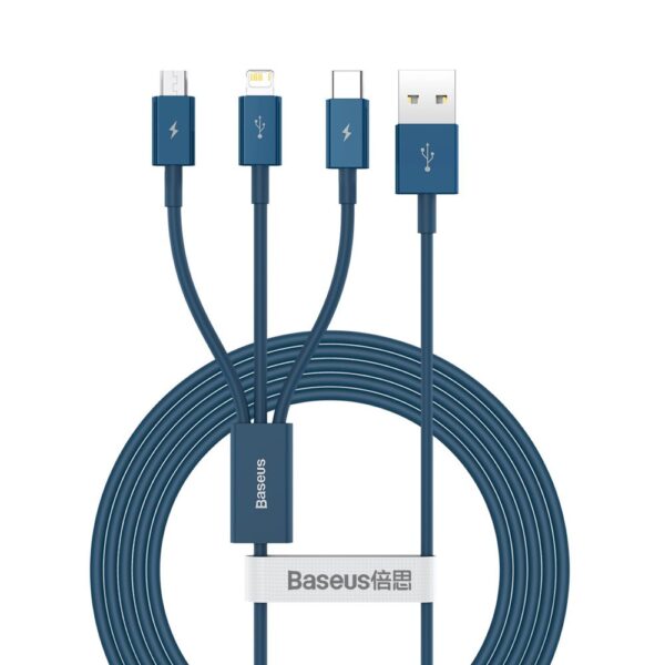 Baseus - Data Cable Superior Series (CAMLTYS-03) - USB to Type-C, Micro-USB, Lightning, Fast Charging 3.5A, 1.5m - Μπλε
