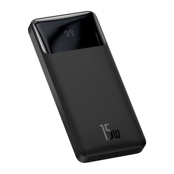 Baseus - Power Bank Bipow (PPBD050001) - Digital Display 2xUSB QC3.0, USB-C 10000mAh 15W + Cable Micro-USB 0.25m - Μαύρο