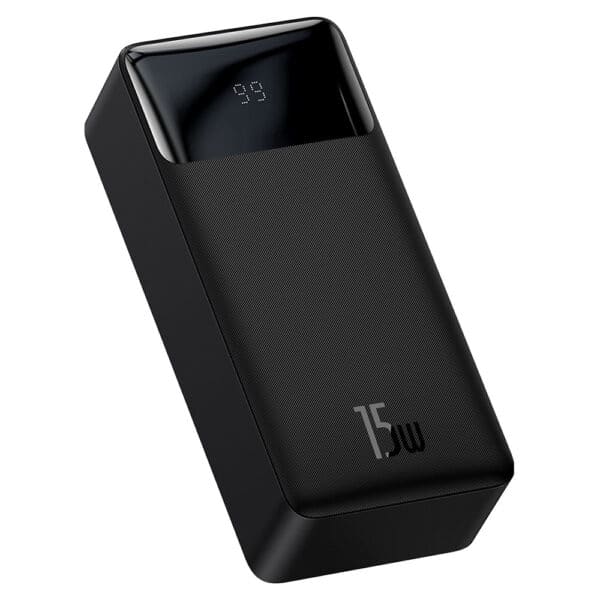 Baseus - Power Bank Bipow (PPBD050201) - Digital Display 2xUSB, USB-C, Micro-USB 30000mAh 15W + Cable Micro-USB 0.25m - Μαύρο