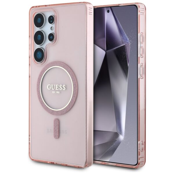 Guess - IML Glitter Circle MagSafe (GUHMS25LHFGEREP) - Samsung Galaxy S25 Ultra - Ροζ
