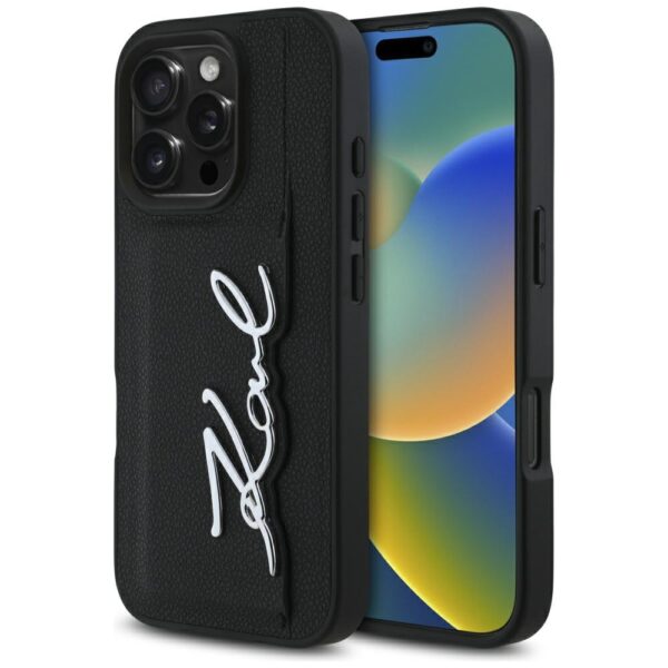 Karl Lagerfeld - Hardcase Leather Cardslot (KLHCP16LPGPVKSK) - iPhone 16 Pro - Metal Signature