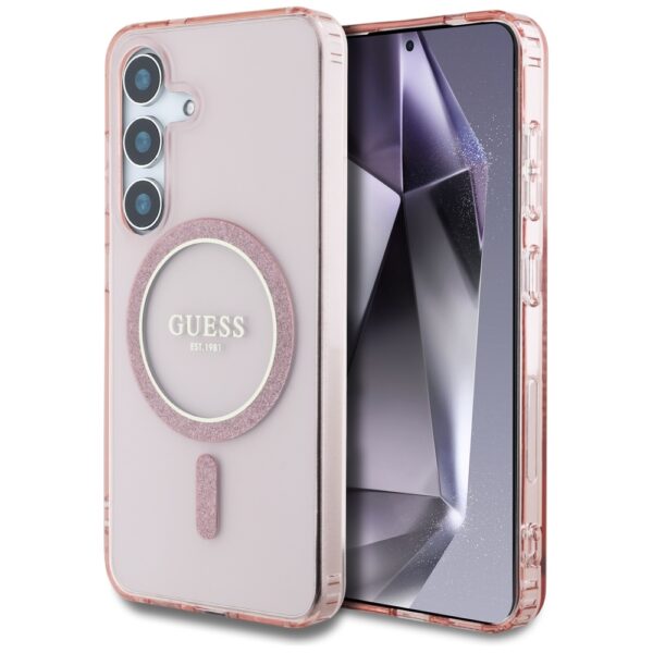 Guess - IML Glitter Circle MagSafe (GUHMS25SHFGEREP) - Samsung Galaxy S25 - Ροζ