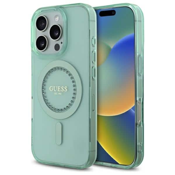 Guess - IML Rhinestones MagSafe (GUHMP16LPFTDTEN) - iPhone 16 Pro - Πράσινο