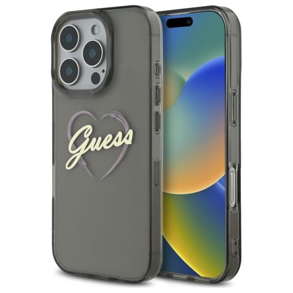Guess - Hardcase IML Heart (GUHCP16XHCHGSPK) - iPhone 16 Pro Max - Μαύρο