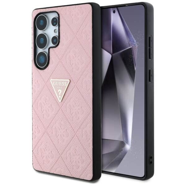 Guess - Leather Grained Hot Stamp 4G Triangle Metal (GUHCS25LPGP4STRP) - Samsung Galaxy S25 Ultra - Ροζ