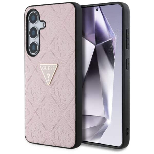 Guess - Leather Grained Hot Stamp 4G Triangle Metal (GUHCS25SPGP4STRP) - Samsung Galaxy S25 - Ροζ