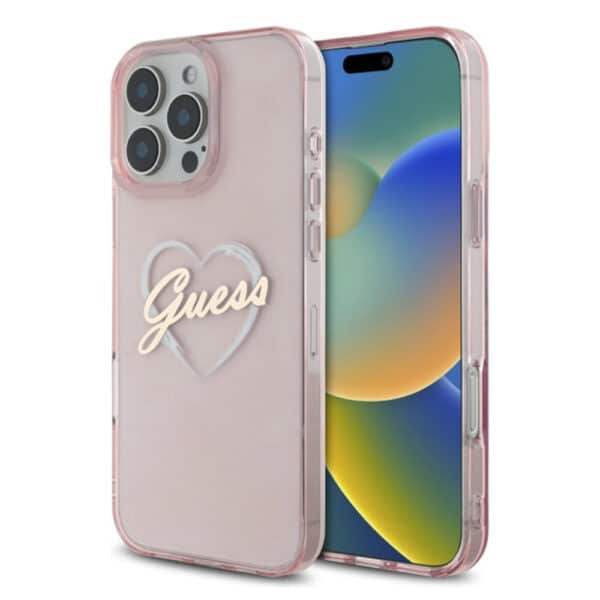 Guess - Hardcase IML Heart (GUHCP16XHCHGSPP) - iPhone 16 Pro Max - Ροζ