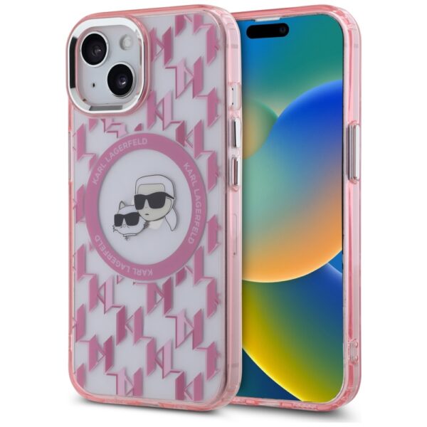 Karl Lagerfeld - IML MagSafe (KLHMP15MHMCKMHP) - iPhone 15 Plus - Ροζ Monogram Karl&Choupette Head