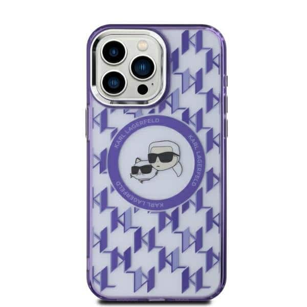 Karl Lagerfeld - IML MagSafe (KLHMP15SHMCKMHU) - iPhone 15 - Μώβ Monogram Karl&Choupette Head