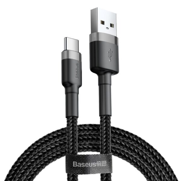 Baseus - Data Cable Cafule (CATKLF-BG1) - USB to Type-C, 3A, 480Mbps, 1m - Γκρί / Μαύρο