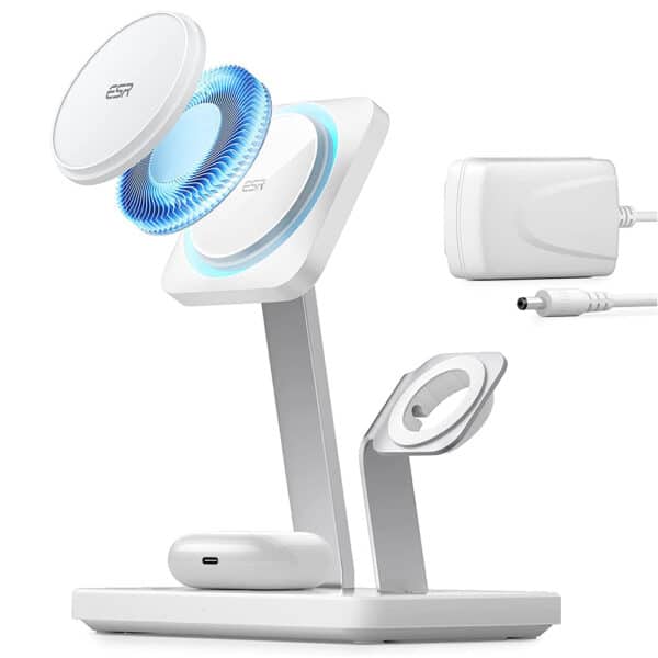 ESR - Βάση Ασύρματης Φόρτισης 3in1 HaloLock - with CryoBoost, για iPhone MagSafe, AirPods and Apple Watch - Arctic Λευκό