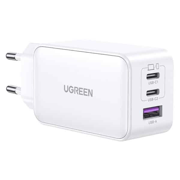 Ugreen - Φορτιστής Nexode (15334) - USB-A, QC 3.0, 2x USB-C, PD, GaN 65W, 3.25A - Λευκό