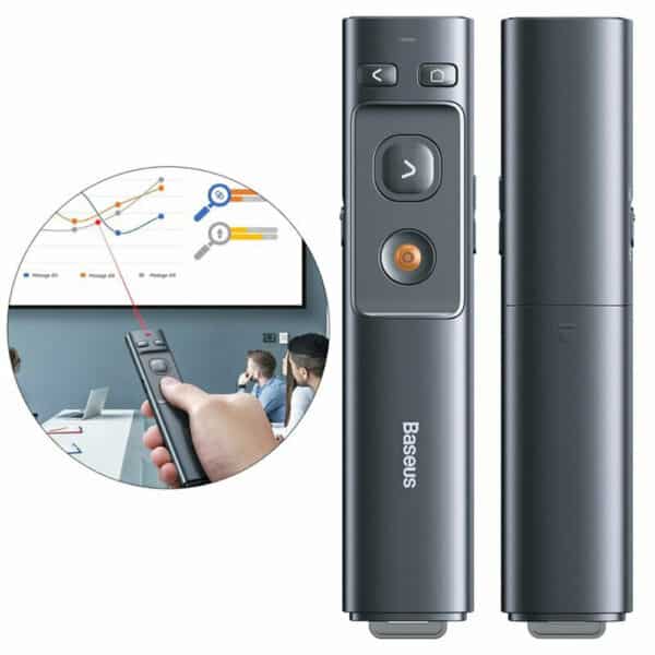 Baseus - Wireless Presenter (ACFYB-0G) - with Red Laser Pointer for Microsoft PowerPoint - Γκρί