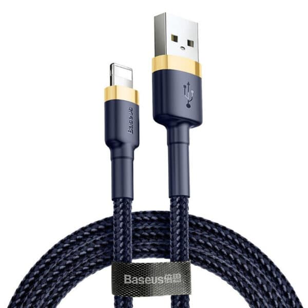Baseus - Data Cable Cafule (CALKLF-BV3) - USB to Lightning, Fast Charging, QC3.0, 2.4A, 1m - Μπλε / Χρυσό