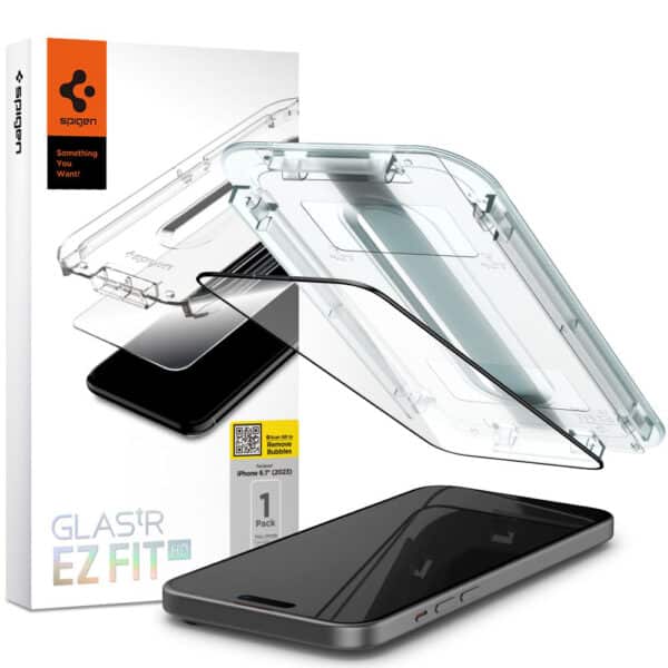 Spigen - Glas.tR EZ-FIT - iPhone 15 - Μαύρο