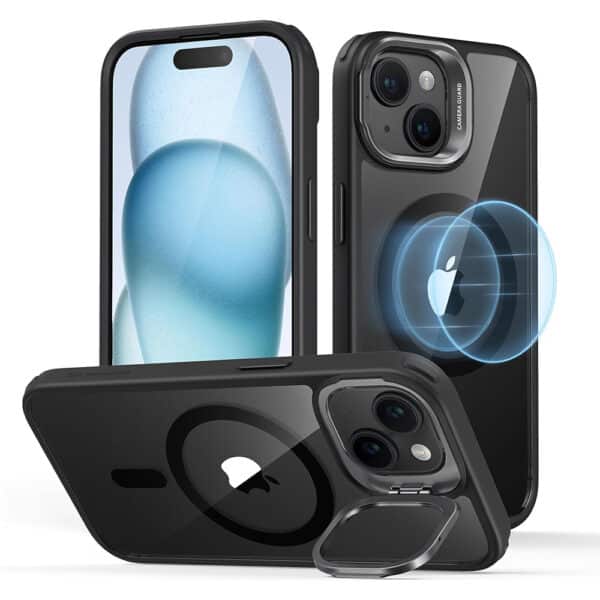 ESR - Classic Hybrid HaloLock Kickstand - iPhone 15 - Clear Μαύρο