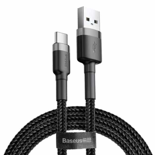 Baseus - Data Cable Cafule (CATKLF-AG1) - USB to Type-C, Fast Charge, 3A, 480Mbps, 0.5m - Γκρί / Μαύρο