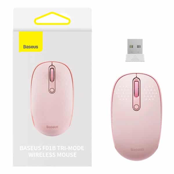 Baseus - Ασύρματο Ποντίκι Tri-Mode F01B (B01055503413-00) - Bluetooth 5.0, 2.4G, 1600 DPI - Baby Ροζ