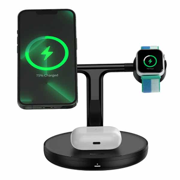 Baseus - Wireless Βάση Ασύρματης Φόρτισης Swan (WXTE000101) - MagSafe, για iPhone, iWatch, AirPods, with Cable Type-C, 1m - Μαύρο