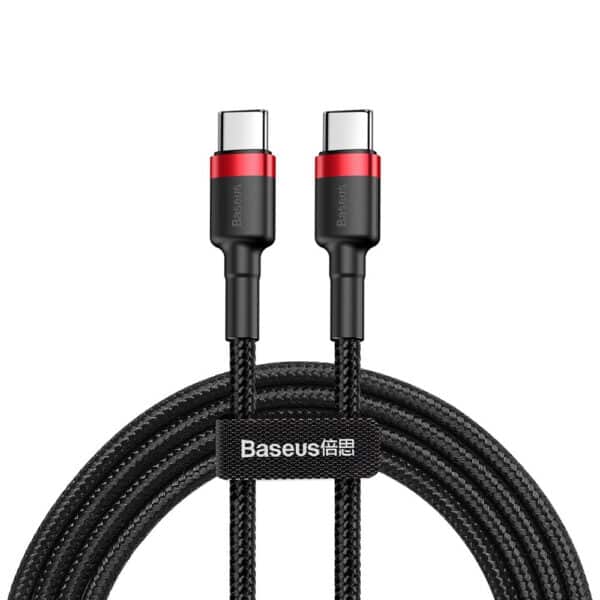 Baseus - Data Cable Cafule (CATKLF-H91) - Type-C to Type-C, Fast Charging, 60W, 20V, 3A, 2m - Red / Μαύρο