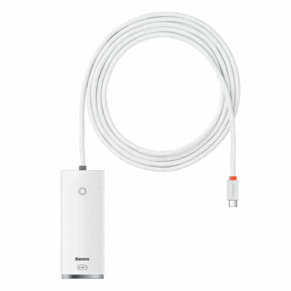 Baseus - Hub Adapter Lite Series (WKQX030502) - Type-C to 4x USB 3.0, Type-C, 2m - Λευκό