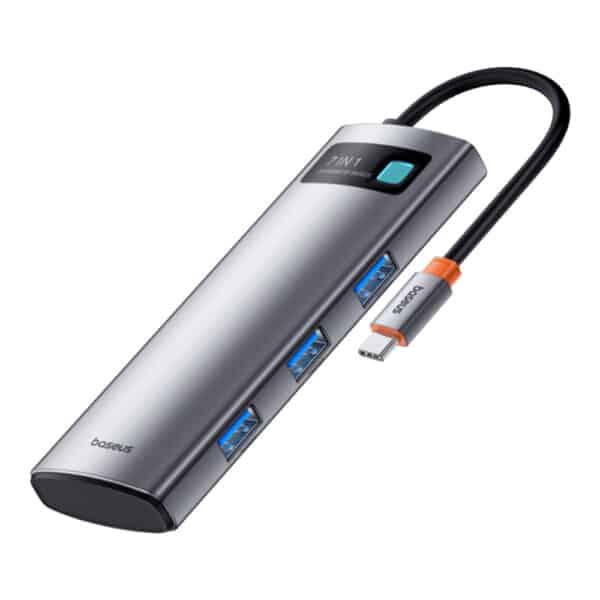 Baseus - Docking Station Metal Gleam (B00030708811-00) - Type-C to HDMI 4K@60Hz, 3 x USB, Type-C, SD, TF - Space Γκρί