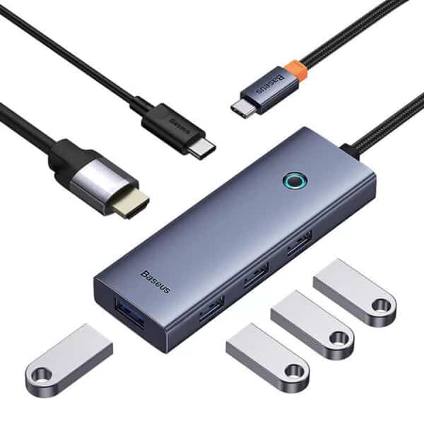 Baseus - Docking Station UltraJoy (B00052807813-01) - Type-C to HDMI, 4xUSB, Type-C, 4K@60Hz - Space Γκρί