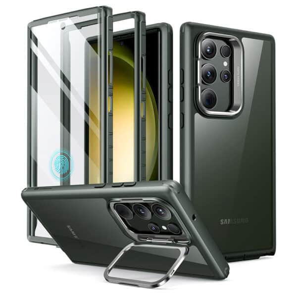 ESR - Shock Armor Kickstand + Προστασία Οθόνης - Samsung Galaxy S23 Ultra - Clear Πράσινο