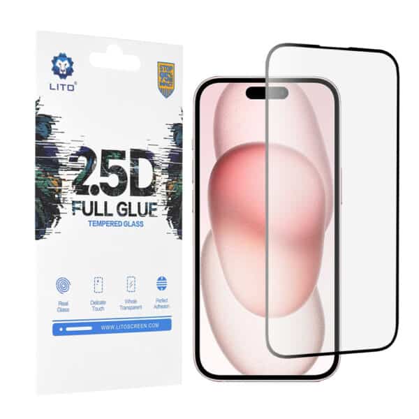 Lito - 2.5D FullGlue Glass - iPhone 15 - Μαύρο