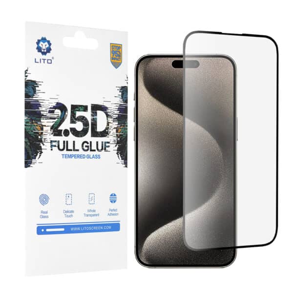 Lito - 2.5D FullGlue Glass - iPhone 15 Pro Max - Μαύρο