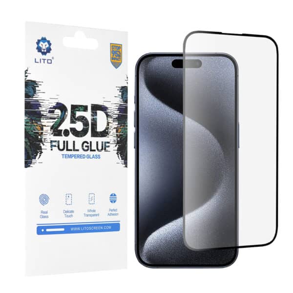 Lito - 2.5D FullGlue Glass - iPhone 15 Pro - Μαύρο
