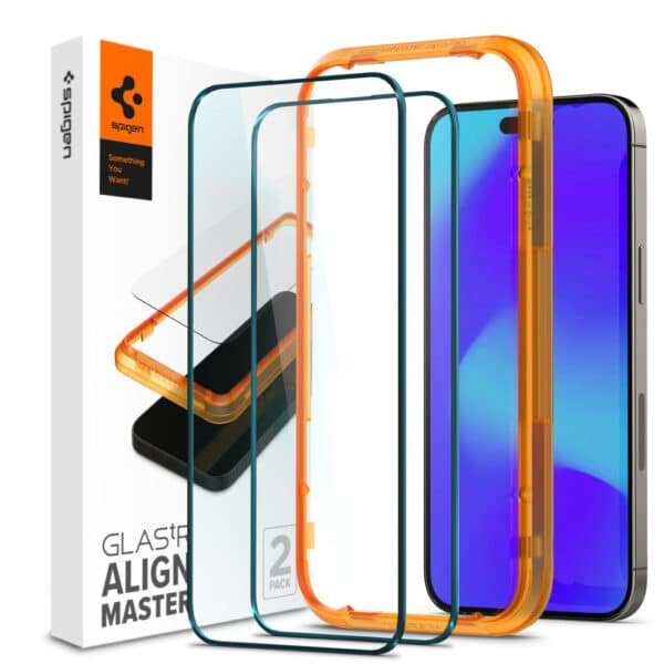 Spigen - Glas.tR Align Master (2 pack) - iPhone 14 Pro - Μαύρο