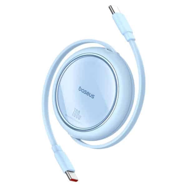Baseus - Data Cable Free2Draw Mini (P10364500311-00) - Type-C to Type-C, 100W, 1m, Retractable - Galaxy Μπλε