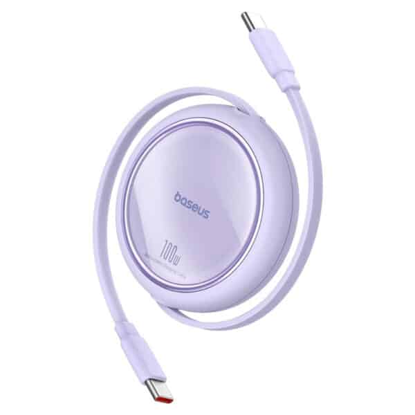 Baseus - Data Cable Free2Draw Mini (P10364500511-00) - Type-C to Type-C, 100W, 1m, Retractable - Nebula Μώβ