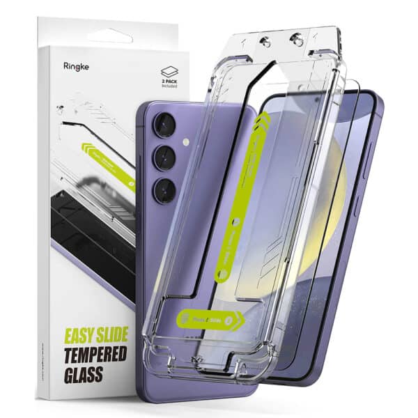 Ringke - Easy Slide TempeΚόκκινο Glass (2 pack) - Samsung Galaxy S24 - Clear