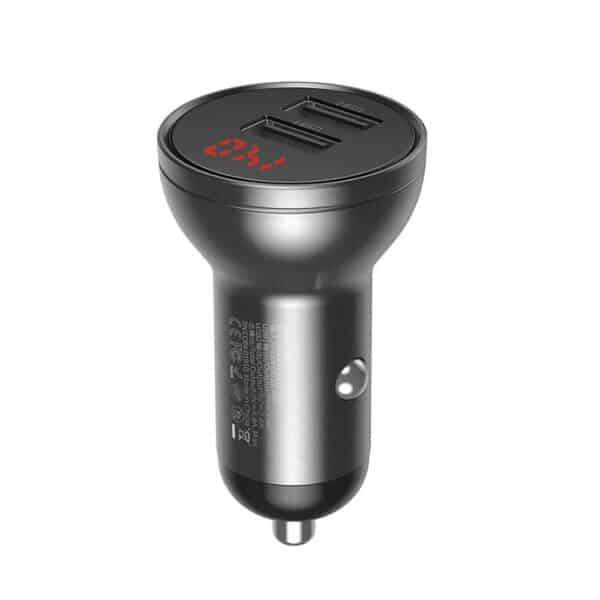 Baseus - Φορτιστής Αυτοκινήτου (CCBX-0G) - Digital Display, 2x USB-A, 24W - Γκρί