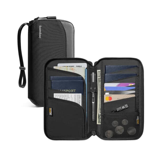 Tomtoc - Navigator Passport Bag (T03M1D1) - Back Slip Pocket, Portable Wrist Strap, Back Slip Pocket - Μαύρο