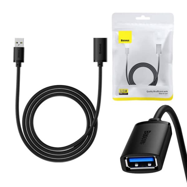Baseus - Extension Cable AirJoy Series (B00631103111-02) - USB Male to Female USB 3.0, 1.5m - Μαύρο
