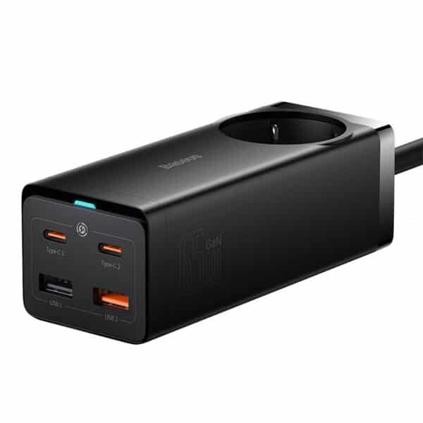 Baseus - Βάση Φόρτισης (PSZM000901) -  Powerstrip GaN3 Pro 2xUSB + 2xUSB-C + AC, 65W - Μαύρο