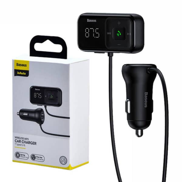 Baseus - Car MP3 Player + Φορτιστής Baseus S-16 (CCMT000201) - Bluetooth 5.0, 15W - Μαύρο