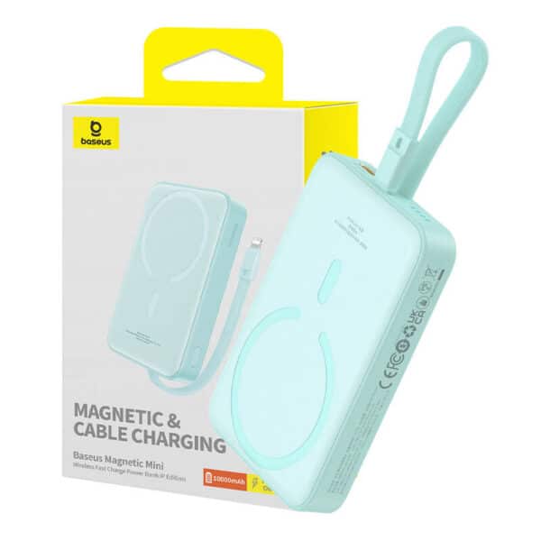 Baseus - Power Bank Magnetic Mini (P10022109333-00) - MagSafe, USB-C, 10000mAh, 20W - Mint