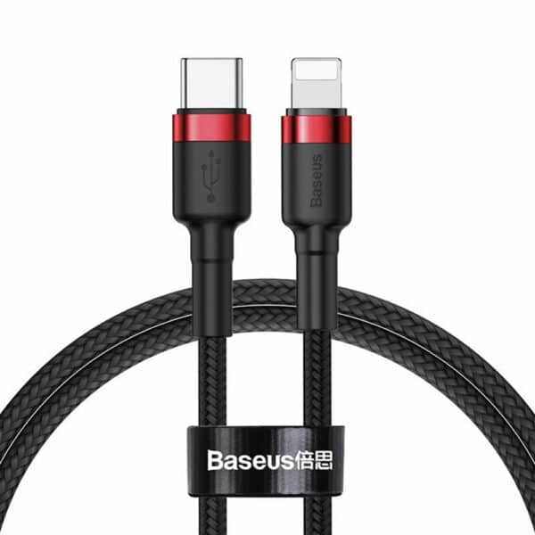 Baseus - Data Cable Cafule (CATLKLF-91) - Type-C to Lightning, 18W, 1m - Μαύρο / Red
